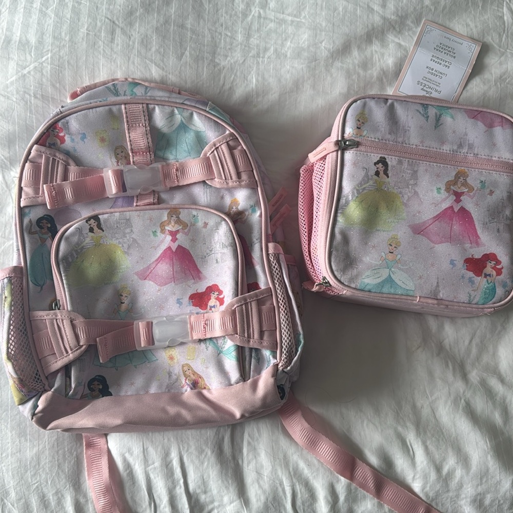 Pottery Barn Kids Mackenzie Backpack & Lunchbox - Disney Princess Castle Shimmer